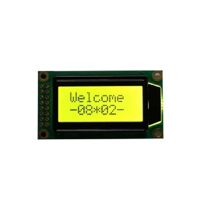 Modulo de exibição LCD de caracteres 0802 positivo STN Amarelo/verde Monocromo