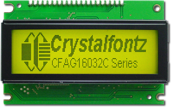 Modulo LCD gráfico 160*32 amarelo-verde CFAG16032C-YYH-TT com temperatura larga ST7920