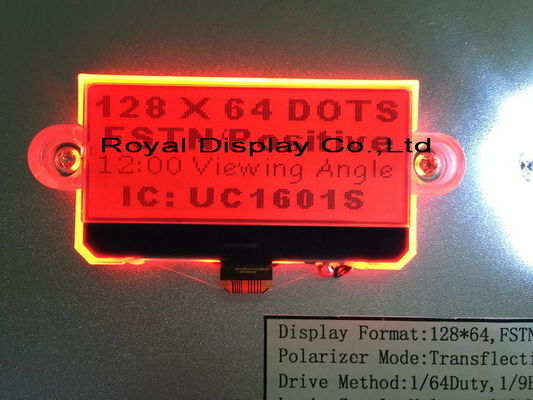 Exposição monocromática graphnic gráfica do lcd da matriz de ponto do módulo da roda denteada do painel RYG12864M St 7565r de FSTN 128X64 VA LCD.