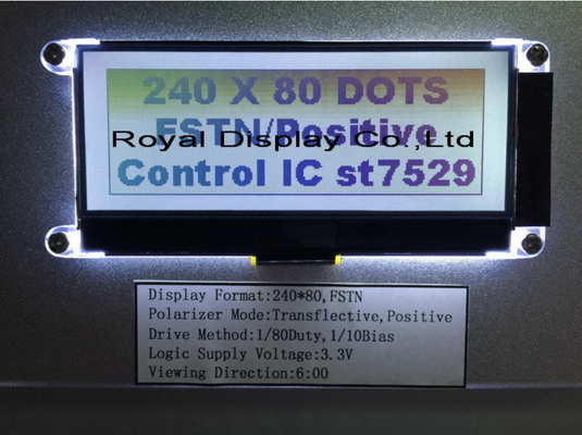 exposição de 240X80 Dots Graphic Cog Stn FSTN LCD com luminoso do LCD