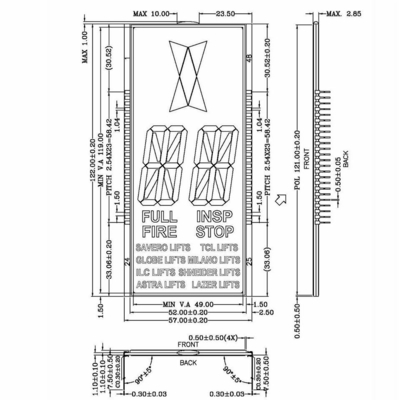 5 exposição monocromática de Stn LCD do segmento do elevador 7 da polegada com o conector com luminoso