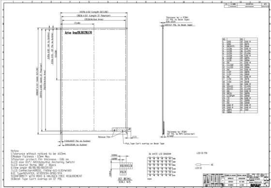 10Modulo LCD TFT de 1 polegada INNOLUX P101SFA-AF0 Diagonal 1600*RGB*2560