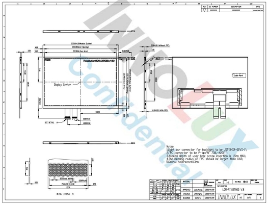 10.2 polegadas INNOLUX módulo LCD AT102TN03 V.8 800*3RGB*480 Display