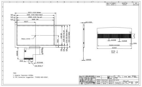 EJ050NA-01G Innolux 5 polegadas TFT LCD Module Display 800*RGB*480 Opcional RTP