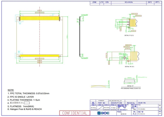 12.1 polegada painel TFT LCD Boe 800 * 600 RGB 800: 1 BA121S01-100 Design de clima extremo