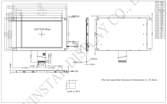 5.7' 320*240 TFT LCD Module 12h Transmissor positivo ST7511U IC 3.3V