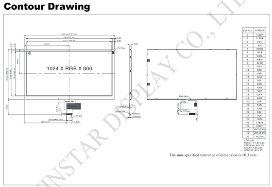 10.1'' 1024*RGB*600 TFT LCD Module 16:9 wide view MIPI interface substituição Winstar