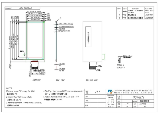 2.9'' EPD Display E-Paper Module 128*296 Ultra Wide View Bi-Stable SPI Interface personalizável