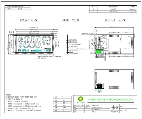 Hink 7.75' EPD Mono Color 3.0V com Tt30120 E-Paper Display 120 Segment Design