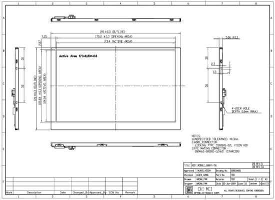8' TFT LCD Display 800*480 RGB G080y1-T01 Chimei Temperatura Ampla 6/8 Bit