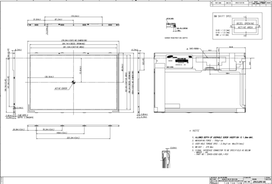 12.1'' Industrial TFT LCD 1280*800 RGB Samsung Monitor Display LTN121AP05-302 Alto Contraste