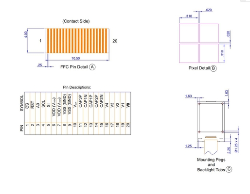 1.0'' Graphic LCD Module FSTN 42*65 Negativo 12h St7565r Cfao4265A 100% Replicação Customize Wide Temperature
