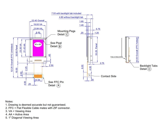 1.0'' Graphic LCD Module FSTN 42*65 Negativo 12h St7565r Cfao4265A 100% Replicação Customize Wide Temperature