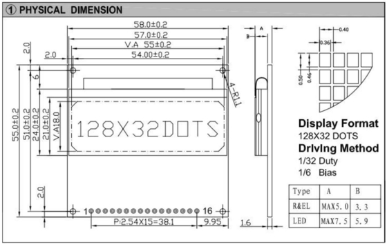 Modulo LCD gráfico 128*32 com luz de fundo ST7921 3,3 V Display industrial de cor monocromática personalizável