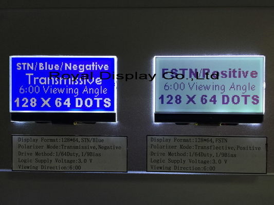 Exposição monocromática do LCD do luminoso da definição 45mA de STN/Blue/Negative 128X64 para o telefone da linha terrestre