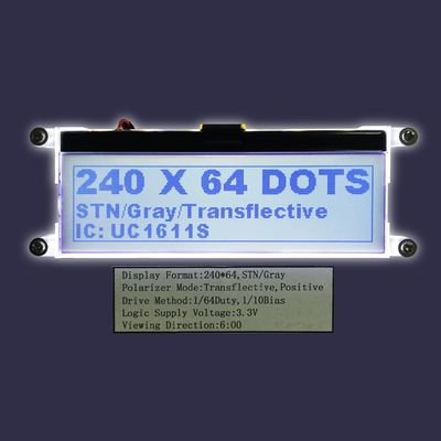Tipo exposição gráfica monocromática do OEM Stn FSTN do ODM do módulo de Stn 24064 LCD da roda denteada de 240X64