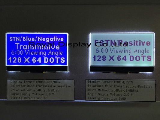 de 128x64 FSTN mono LCD exposição positiva Stn Gray For Medical Equipment da RODA DENTEADA 3V