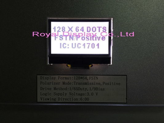de 128x64 FSTN mono LCD exposição positiva Stn Gray For Medical Equipment da RODA DENTEADA 3V