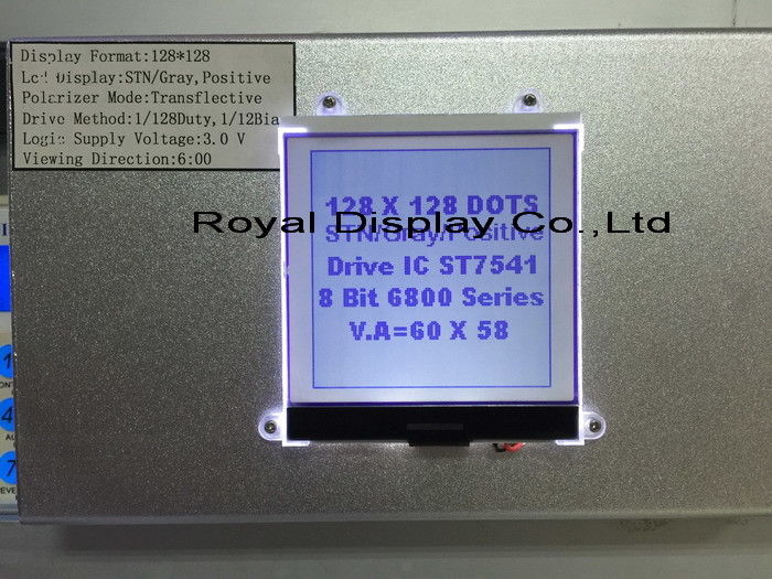 o módulo STN 128*128 positivo do LCD da RODA DENTEADA da fonte de alimentação 3.3V pontilha o motorista NT7541