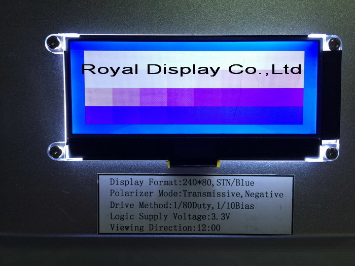240*80 FSTN Gráfico 6H ST75256 Display industrial de temperatura super larga com módulo LCD de PCB