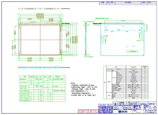 12.1 polegada painel TFT LCD Boe 800 * 600 RGB 800: 1 BA121S01-100 Design de clima extremo