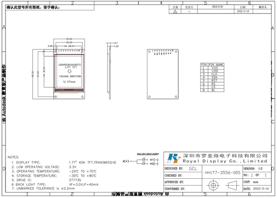 1.77''1.8' TFT LCD Module 128 * 160 RGB com ST7735 4 linha SPI interface 65k