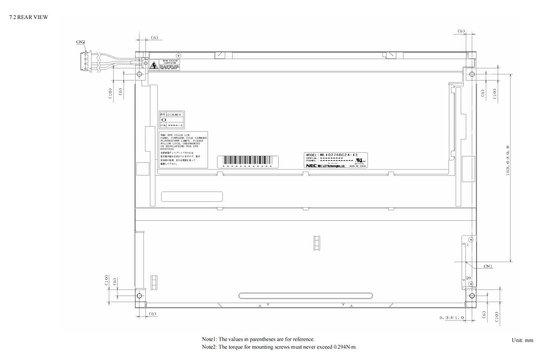 12.1'' TFT LCD Module 1024*768 RGB NEC 600:1 LVDS Interface Industrial Display