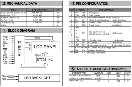Modulo LCD gráfico 128*64 com PCB St7920/St7921 FSTN Monocromo Industrial Display
