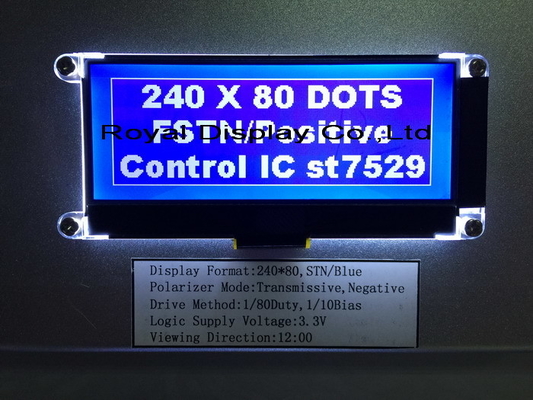 240*80 FSTN Gráfico 6H ST75256 Display industrial de temperatura super larga com módulo LCD de PCB