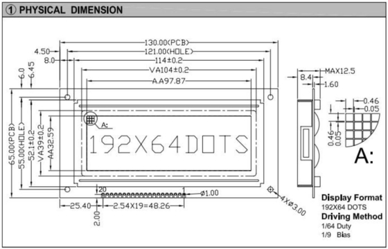 192*64 Modulo LCD gráfico STN ST7920 Com luz de fundo Modulo LCD PCB Display Industrial