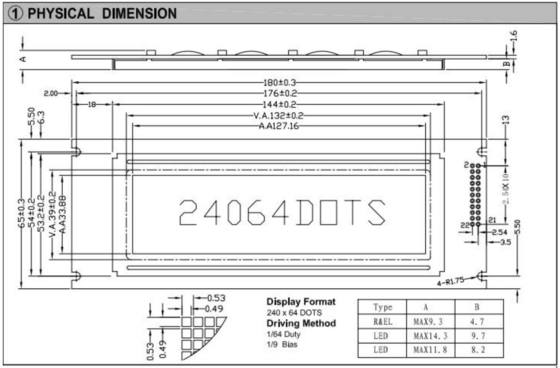 240*64 Modulo LCD gráfico STN T6963C 20 PIN Display Industrial de ampla temperatura