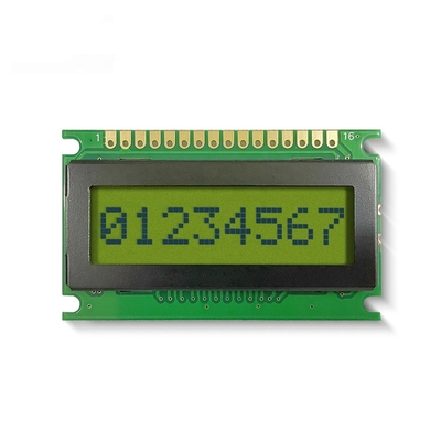 8*1 Modulo LCD de caracteres 6H STN Amarela-verde Temperatura ampla positiva com backlight Industrial Display