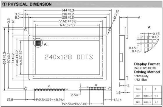 240*128 Modulo LCD gráfico FSTN com PCB T6963C e ecrã industrial de alta temperatura
