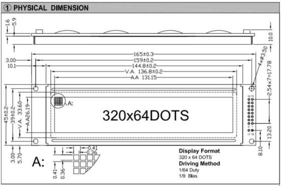 320*64 Stn Módulo LCD Gráfico Grande Tamanho LC7981 Display Industrial Com Backlight