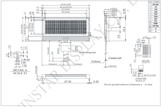 20*4 FSTN Módulo LCD monocromático I2C de ampla temperatura Winstar Substituição