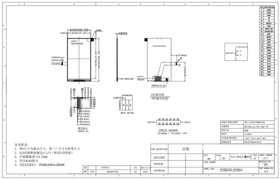 5' 720*RGB*1280 Interface Mipi Ili9881c IC Modulo LCD TFT de ampla temperatura