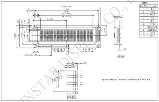 16*2 caracteres STN monocromo ST7066 módulo LCD de temperatura larga