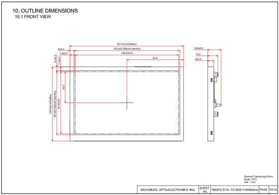 TX18D211VM0BAA Módulo LCD TFT de 7,0 polegadas tela de painel LCD 800*480