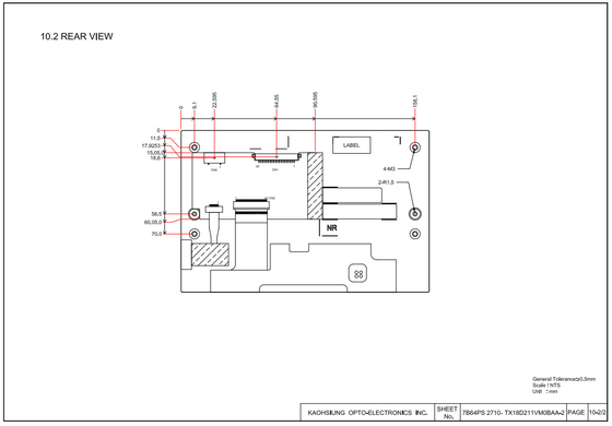 TX18D211VM0BAA Módulo LCD TFT de 7,0 polegadas tela de painel LCD 800*480