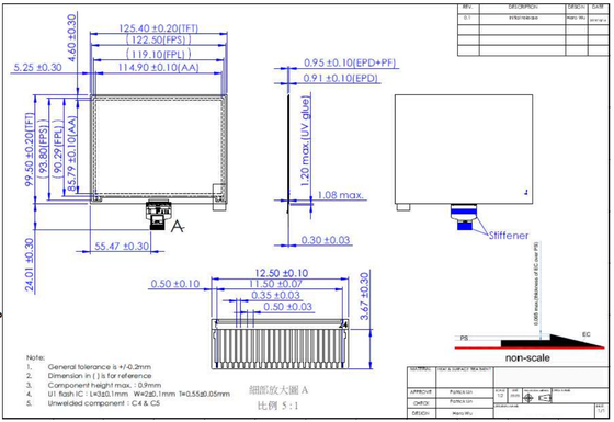 5.65'7 Cor EPD 600*448 Papel E-refletor Display EPD Modulo Original