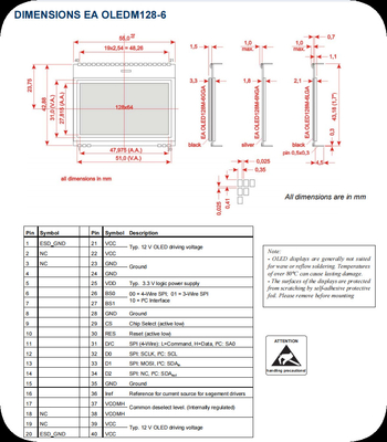 Modulo OLED SSD1306 com interface SPI de alto contraste