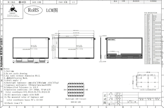 10.1' 1920*1080 TFT FHD LCD Modulo com padrão de toque