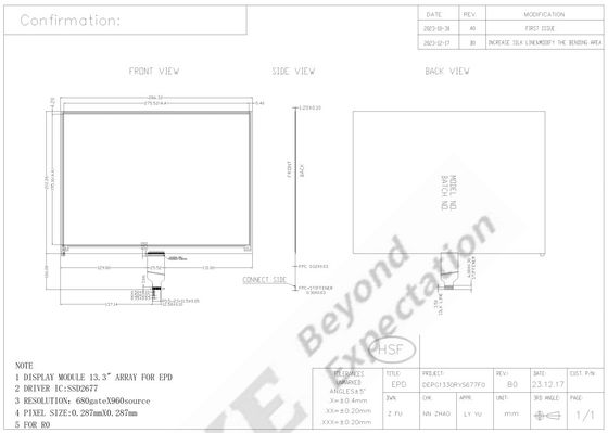 13.3' 4 cores 960*680 E-paper display 1500 nit módulo
