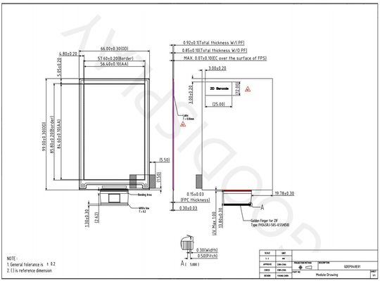 4.0'' 400*600 ecrã de papel eletrónico padrão refletor a cores completas