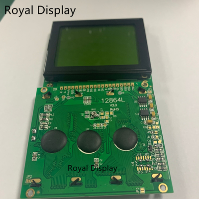 módulo monocromático do LCD da ESPIGA LCD da exposição gráfica verde-amarela de 128X64dots STN